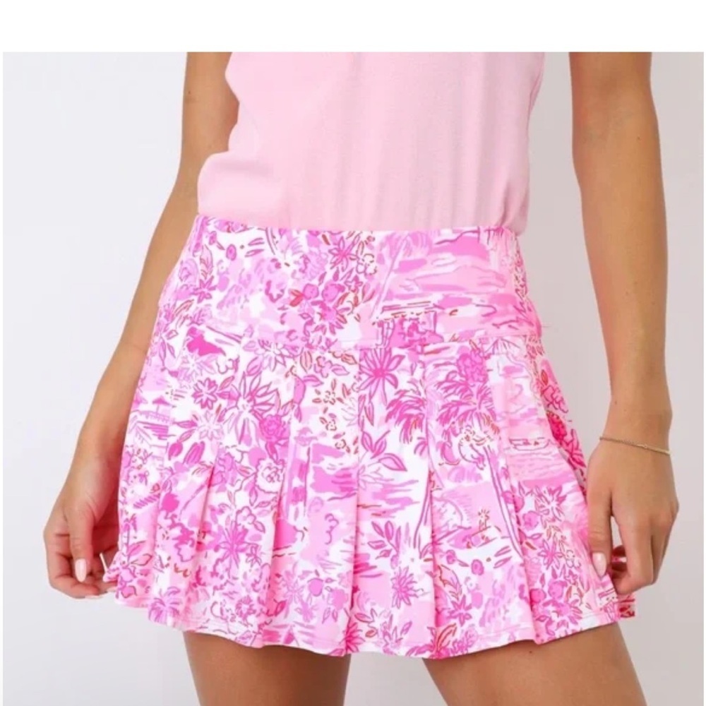 Lilly Pulitzer UPF 50+ Luxletic Annora Skort Peony Pink Seaside Scene large NWT